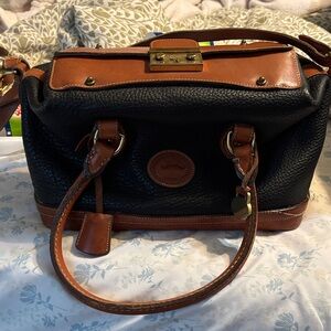 Vintage Black and Brown Leather Dooney and Bourke Handbag